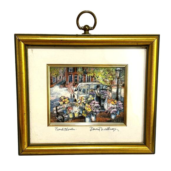 David Zwillinger art work "Fresh Flowers" signed matted & framed print 3" x 4" - Picture 7 of 9